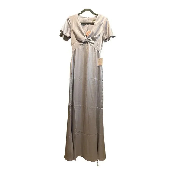 NWT Size XXS Roman Twist‎ Gown In Silver Luxe - Picture 1 of 9